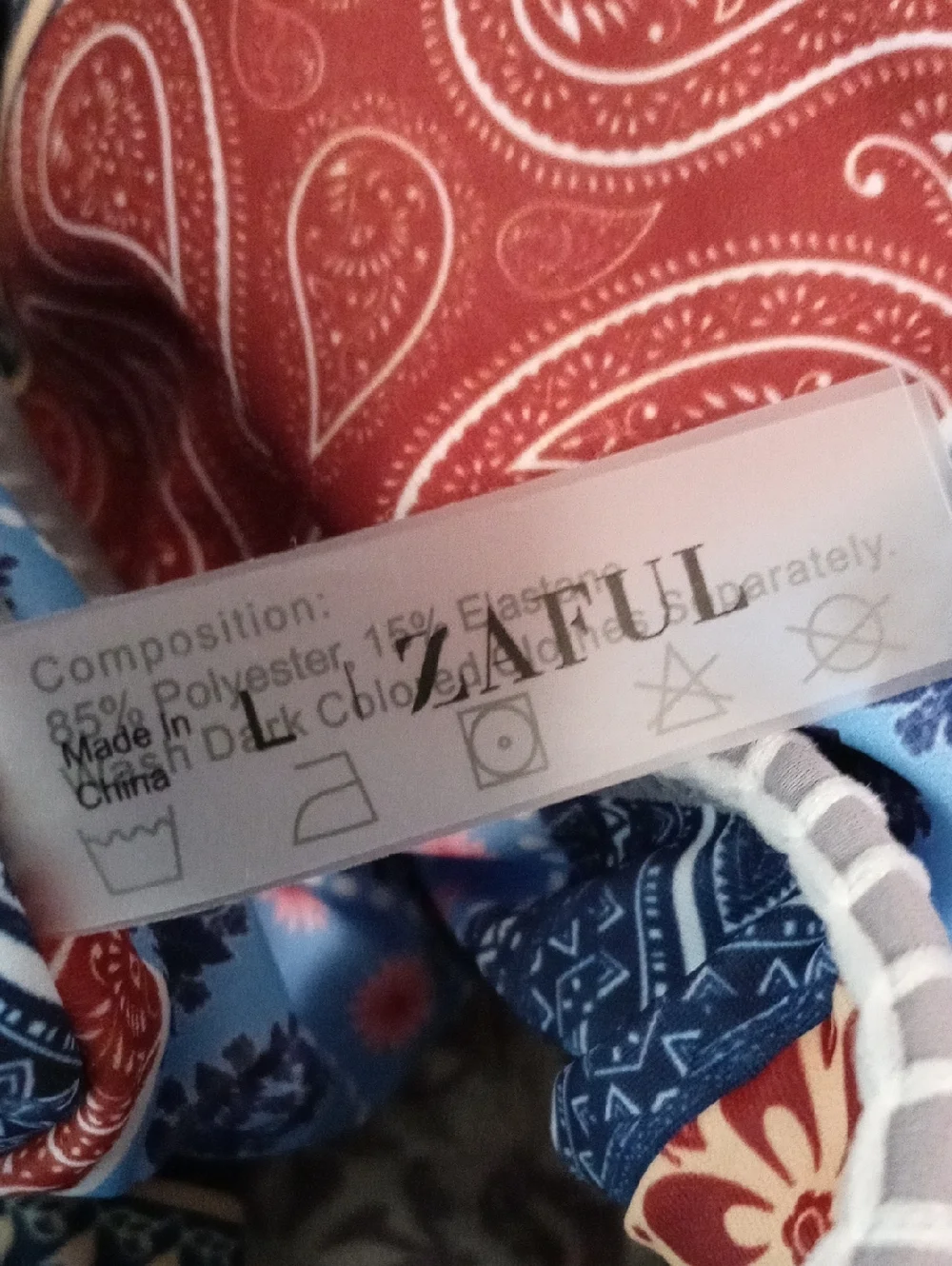 NWT Zaful Multicolor Boho Stripe Bandeau Bikini - Blue, Red, Orange, Cream